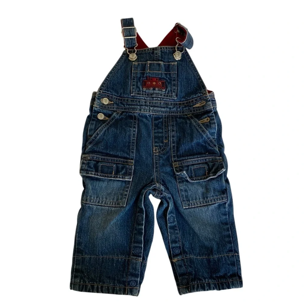 vintage Gymboree baby jean choo choo train overalls for 3-6  mos